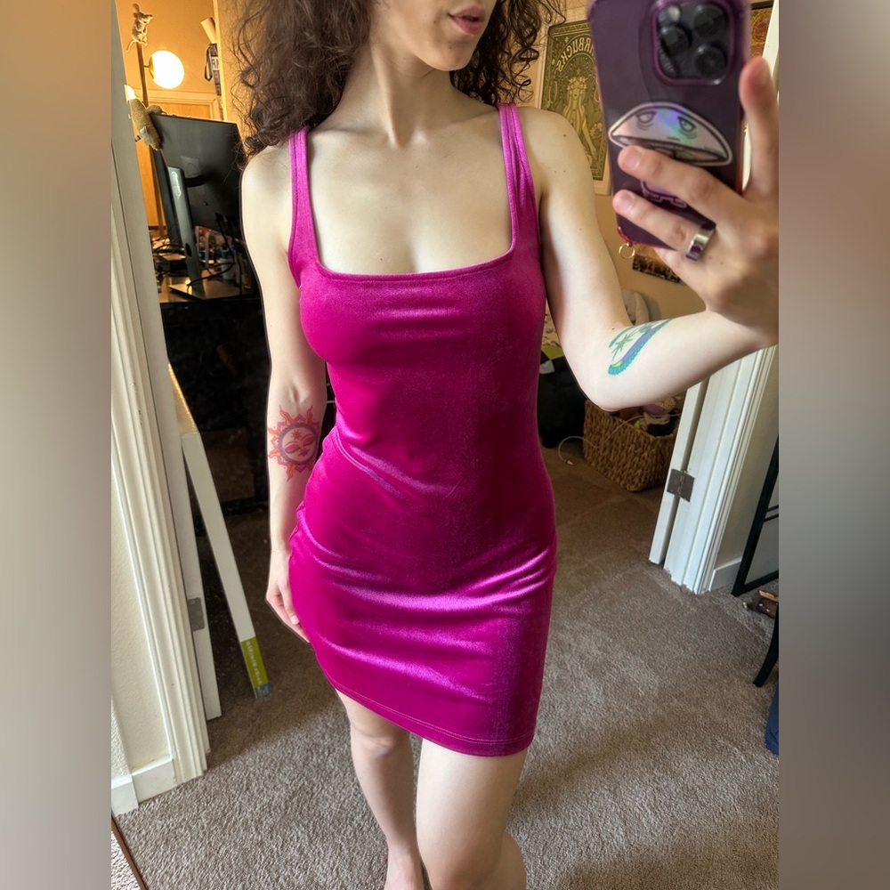 Urban Outfitters Pink Velvet Dress